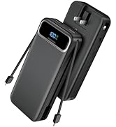 Portable Charger Power Bank with Built in Cables and AC Wall Plug,PD20W&SCP22.5W USB-C Super Fast...