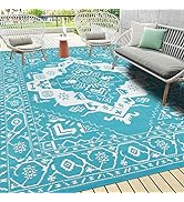 Pauwer Waterproof Outdoor Rug 9'x12', Reversible Outdoor Plastic Straw Rug, Outdoor Patio Rug for...
