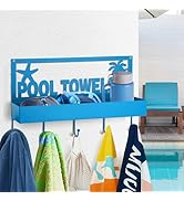Pool Towel Rack - 2-in-1 Outdoor Poolside Beach Washcloth Drying Rack Holder, Wall Mounted Metal ...