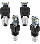 ZDRU 4PCS F-Type Female to RJ45 Male Coaxial Converter Ethernet Adapter, Coax Straight Connector ...