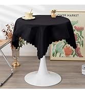 YZKITM Small Square Black Tablecloth 36 x 36 Inch Polyester Fabric Washable Table Cover Decorativ...