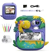 Kids Camera Instant Print, CAMCLID 2.4 Inch Screen Camera for Kids Dinosaur Children Digital Came...