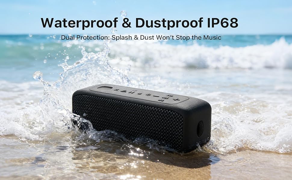 Waterproof &amp;amp; Dustproof IP68 Dual Protection: Splash &amp;amp; Dust Won&amp;#39;t Stop the Music