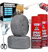 [Upgraded] Rodent Barrier Kit, 2Pcs Steel Wool Included 2Pcs PU Spray Foam for Mice Control, 3.2