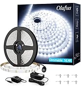 Olafus White LED Strip Lights, 16.4ft Dimmable LED Light Strip, 12V 6000K Vanity Mirror Light wit...
