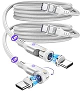 A.S Gen3 USB C Magnetic Charging Cable 240W (White, 3.3ft/6ft), 9Pin Type C to Type C Magnet Char...