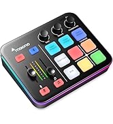 MAONO Gaming Audio Mixer, Audio Interface with Pro-preamp, RGB, Bluetooth, 48V Phantom Power for ...