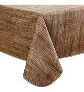 Heavy Duty Vinyl Tablecloth with Flannel Backing Waterproof Oil-Proof PVC Table Cloth Stain-Resis...