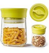 NUZEAK Airtight Glass Storage Jar with Rotary Lid, 17oz Borosilicate Decorative Glass Container J...