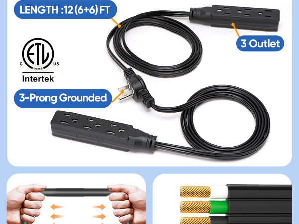 3-PRONG GROUNDED(BLACK 12FT)