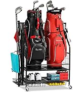 FHXZH Golf Bag Storage Garage Organizer- Golf Bag Stand Fit for 2 Golf Bags and Golf Clubs, Golf ...