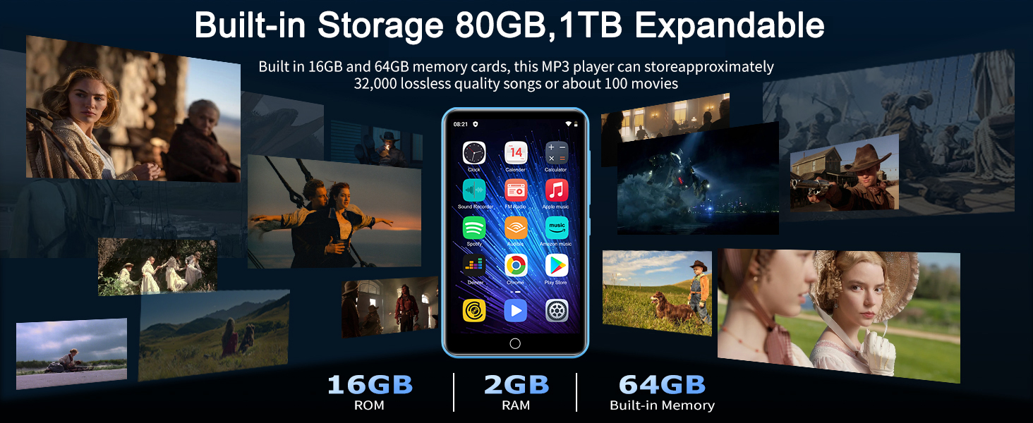 80GB MP3 Player with Bluetooth and WiFi,