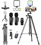Vlogging Kit for iPhone/Android, YouTube Starter Kit with Wireless Microphone/Camera Tripod/Flexi...