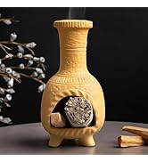 MOUGIGI Handcrafted Terracotta Palo Santo Burner - Mexican Style Chiminea Clay Incense Dish &amp; Anx...