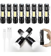 KunHe USB Rechargeable Mini Small LED Flashlights Bulk, Camping Lantern Flashlight, Bright High L...