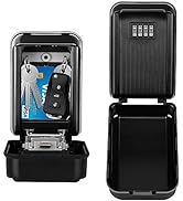 TEUEN Key Lock Box for Outside, Waterproof Sturdy Wall Mounted Lock Box for House Key, 4-Digit Co...