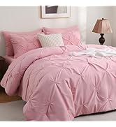 DOWNCOOL 7 Pieces Pinch Pleat Bed Set,Bed in A Bag Queen, All S...