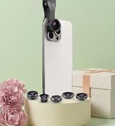 MIAO LAB 5 in 1 Phone Camera Lens Kit -0.63X Wide Angle Lens &amp; 15X Macro Lens+190°Fisheye Lens/CP...