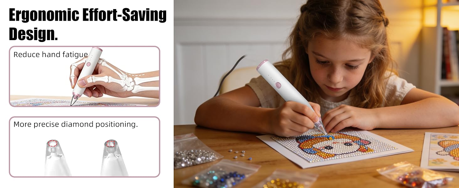 Electric Diamond Painting Pen, Vacuum Diamond Art Pen no Wax Needed Cordless &amp;amp; Quiet