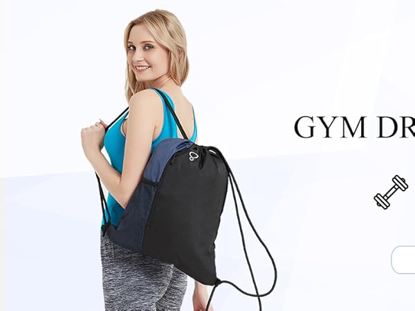 Drawstring Backpack Sports Gym Bag for Women 