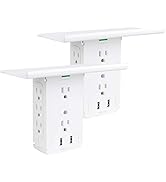 Socket Wall Shelf-CFMASTER 10 Port Surge Protector Wall Outlet, 8 Electrical Outlet Extenders and...