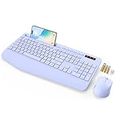 SABLUTE Wireless Keyboard and Mouse, Wrist Rest, Phone Holder, Batteries Included, 2.4G Lag-Free ...