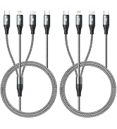 Miger USB C 3 in 1 Charging Cable,[2 Pack 6FT] Multi Charging Cable for Multiple Devices Braided ...