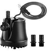 AQQA 265-800 GPH Submersible Aquarium Water Pump with Adjustable Switch, Water Removal and Draina...