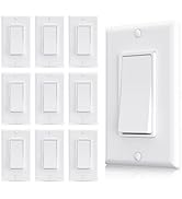 AIDA Single Pole Rocker Decorator Light Switch, 15 Amp Self-grounding Electrical Light Switches, ...