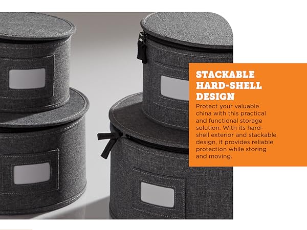StorageLab Storage Containers 4-Piece Hard Shell Storage Cups, Mugs, and Plate Organizer