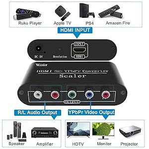 HDMI to YPbPr RGB 5RGB Video Audio Converter