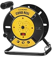 LEPENEL Extension Cord Storage Reel, 15A Circuit Breaker, with 4-Grounded Outlets, Holds 100 ft 1...