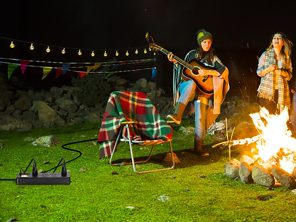 black outdoor extension cord