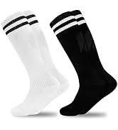 GRPSKCOS Kids Soccer Socks, 2 Pairs Sports Girls Boys Knee High Tube Socks Toddler Stripes School...