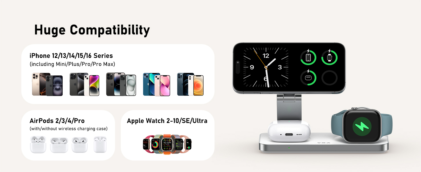 foldable 3 in 1 wireless charging station