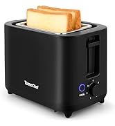 Tomachef 2 Slice Toaster with 7-Shade Browning Selector Setting, Compact Design and Removable Cru...