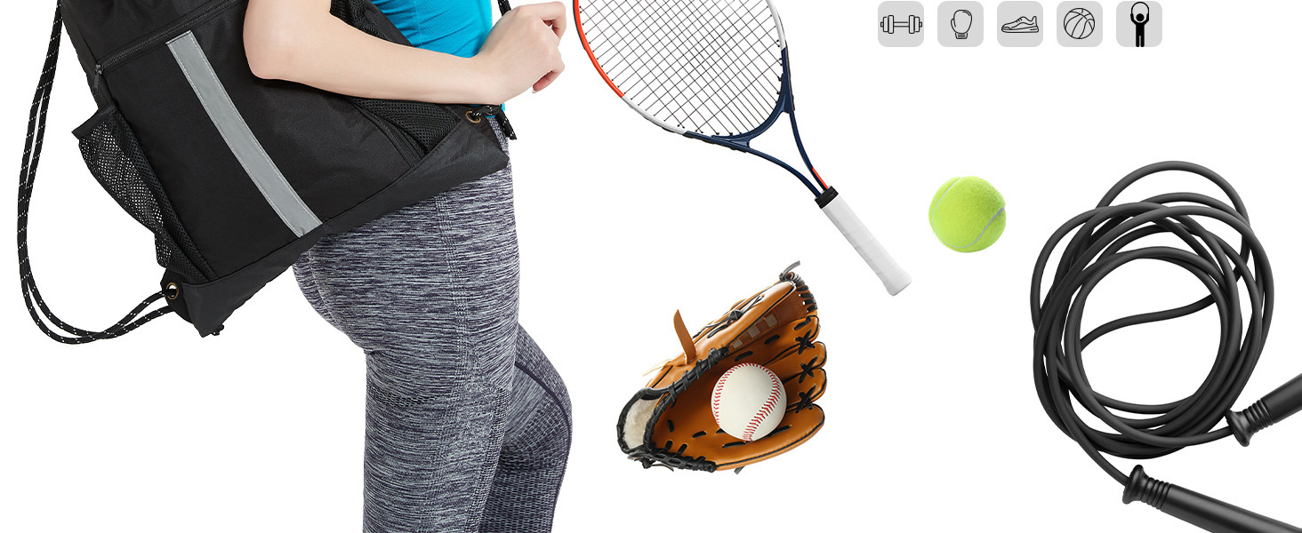 BeeGreen Drawstring Backpack Bag with Shoe Compartment 