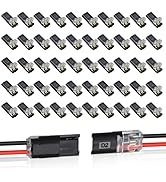50Pcs Double Wire Plug in Connector,Quick Disconnect 2 Pin Led Connector No Wire Stripping Cuttin...