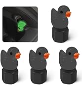 xbrtaia 4 Pack Cute Duck tire Valve caps, Glow in The Dark Tire Valve Caps, Interesting and Pract...