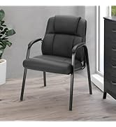 Sweetcrispy Waiting Room Chairs, PU Leather Big and Tall No Wheels Executive Office Chair with Pa...