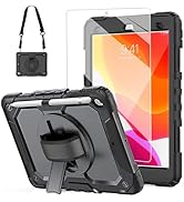 New iPad 9th/8th/7th Generation Case 2021/2020/2019 10.2 Inch with Tempered Glass Screen Protecto...