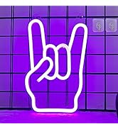 Attivolife Rock Hand Shaped Neon Light, LED Art Wall Decor Purple Neon Signs, USB Powered for Bed...