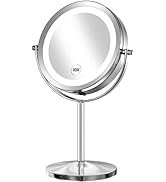 Gospire 1x/10x Magnifying Lighted Makeup Mirror Double Sided Round Mirror Standing 360 Degree Swi...
