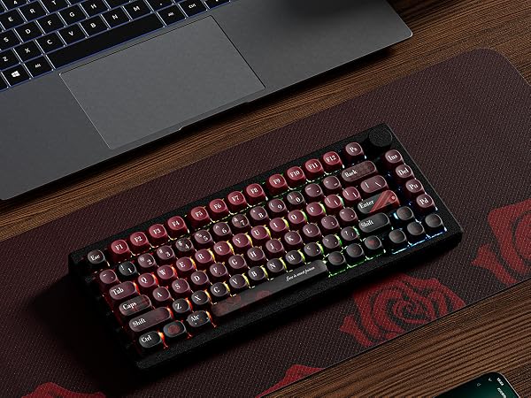 a 131-piece set of PBT Keycaps that pairs romantic art with everyday durability