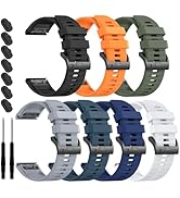ZPJPPLX 26mm Silicone Sport Bands Compatible with Garmin Fenix 7X/7X Pro/Fenix 6X/6X Pro/Fenix 5X...