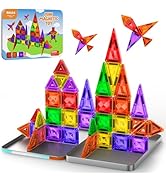 Mini Magnetic Tiles, 45PCS Diamond Pattern Magnetic Tiles Travel Set with Case, Portable Building...