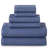 ecolook 6-Piece Waffle Weave Towel Set, 100% Cotton, Lightweight, Absorbent &amp; Quick-Drying, 2 Bat...
