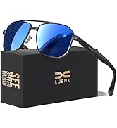 LUENX Men's Aviator Sunglasses Polarized Square Polygon Retro Shades UV 400 Protection