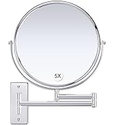 Gospire 9" Large Size Wall Mount Makeup Mirror with 5X Magnification Double-Sided Swivel Mirror,P...