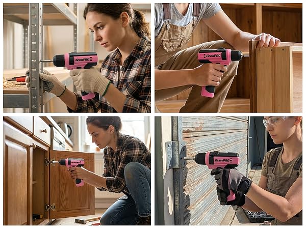 8V Pink Cordless Drill Set